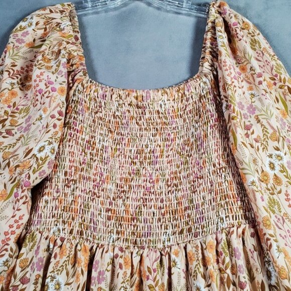 Simply Southern Dress Womens L Floral Smocked Milkmaid Cottage Tiered Prairie - Picture 3 of 9